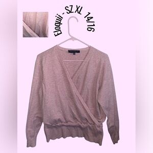 Eloquii Pink Woman Rap Front Long Sleeve Sweater Top | SIZE 14/16 / XL